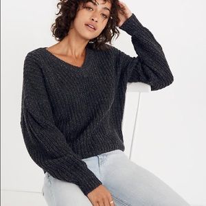 MADEWELL | Gray Pleat Sleeve Wool Silk Blend Pullover Sweater Womens Size Small